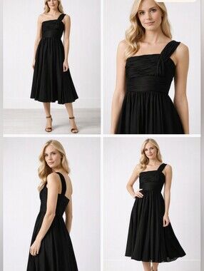 AMELIA TORO ONE SHOULDER DRESS, BLK 8